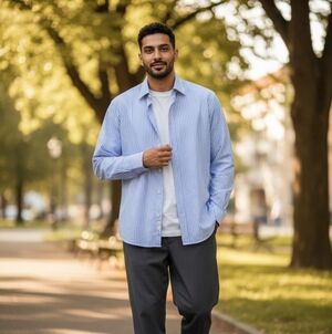 Camicissima Mens Shirt Blue White Stripe Cotton Button Down 43 17